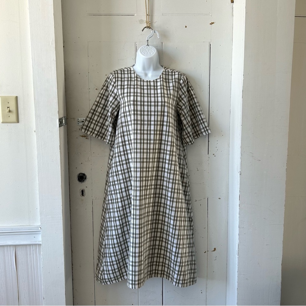 Zara Internet Favorite Plaid Cotton A-Line Midi Dress